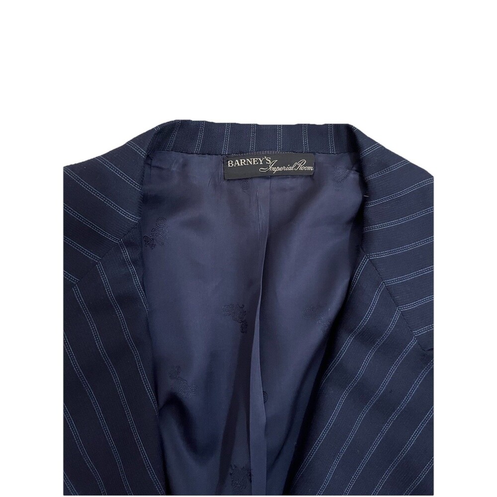Barneys New York GGG Wool Pinstripe Blazer Mens 40R Navy White Wool USA Made